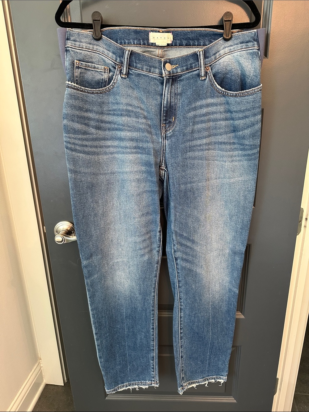Hatch Maternity Light Blue High-Rise Cropped Jeans
